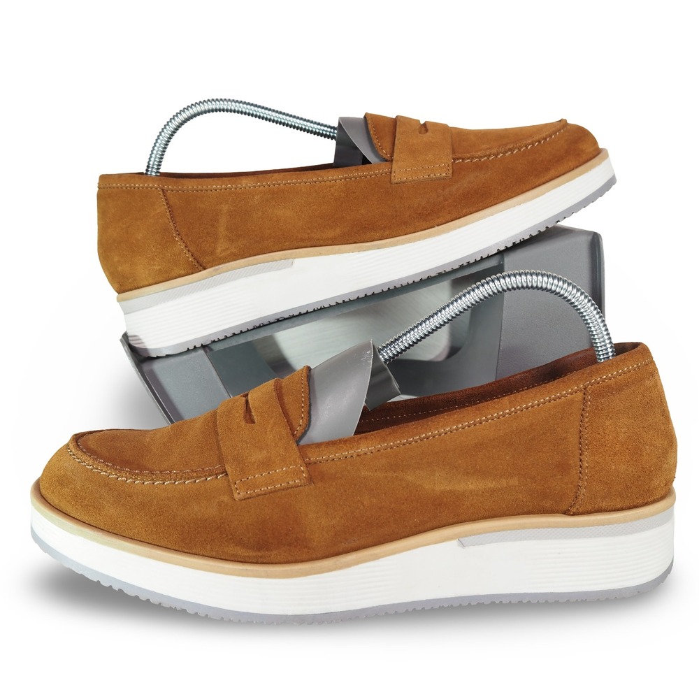Annabella Femme Penny Loafers Women 8.5 Brown Suede Leather‎ Platform Shoes